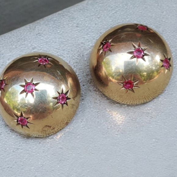 Vintage sterling old Coro ruby star earrings - Picture 2 of 9